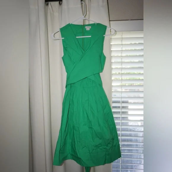 green emerald velvet dress New J Crew Long Sleeve Belted Knit Dress in Frosty Olive Green, Size S –  The Mustard Dandelion main image 1